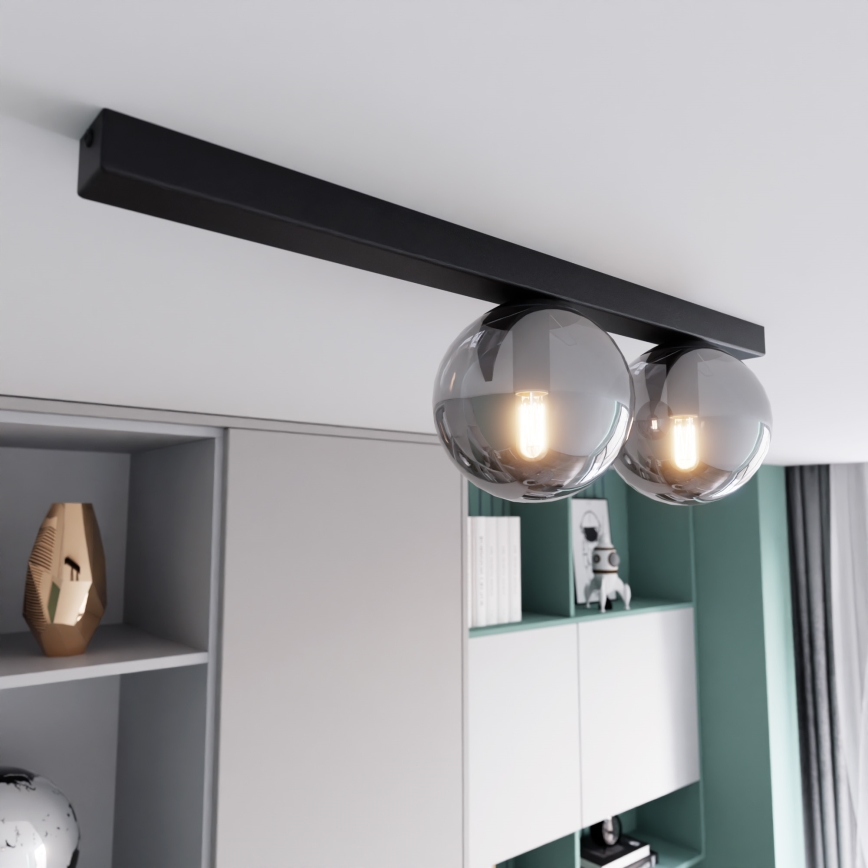 Griestu lampa FIT 2xE14/10W/230V melna/pelēka