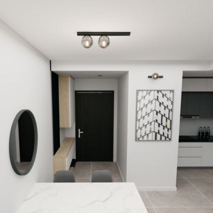 Griestu lampa FIT 2xE14/10W/230V melna/pelēka