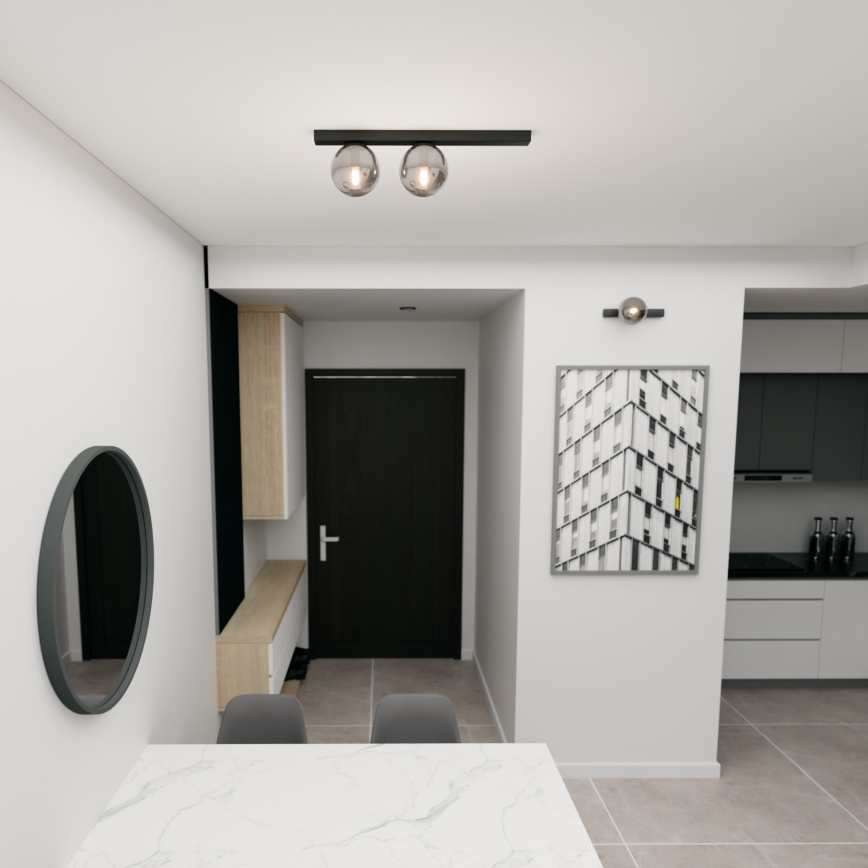 Griestu lampa FIT 2xE14/10W/230V melna/pelēka
