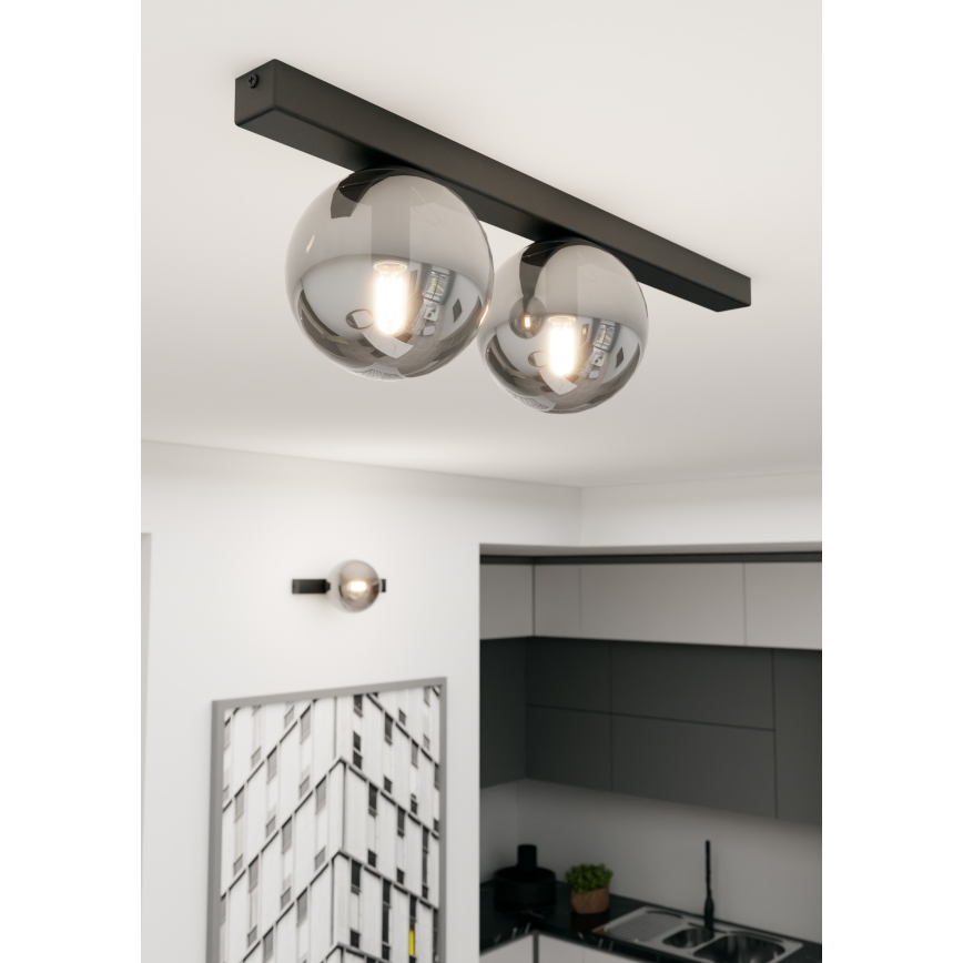Griestu lampa FIT 2xE14/10W/230V melna/pelēka