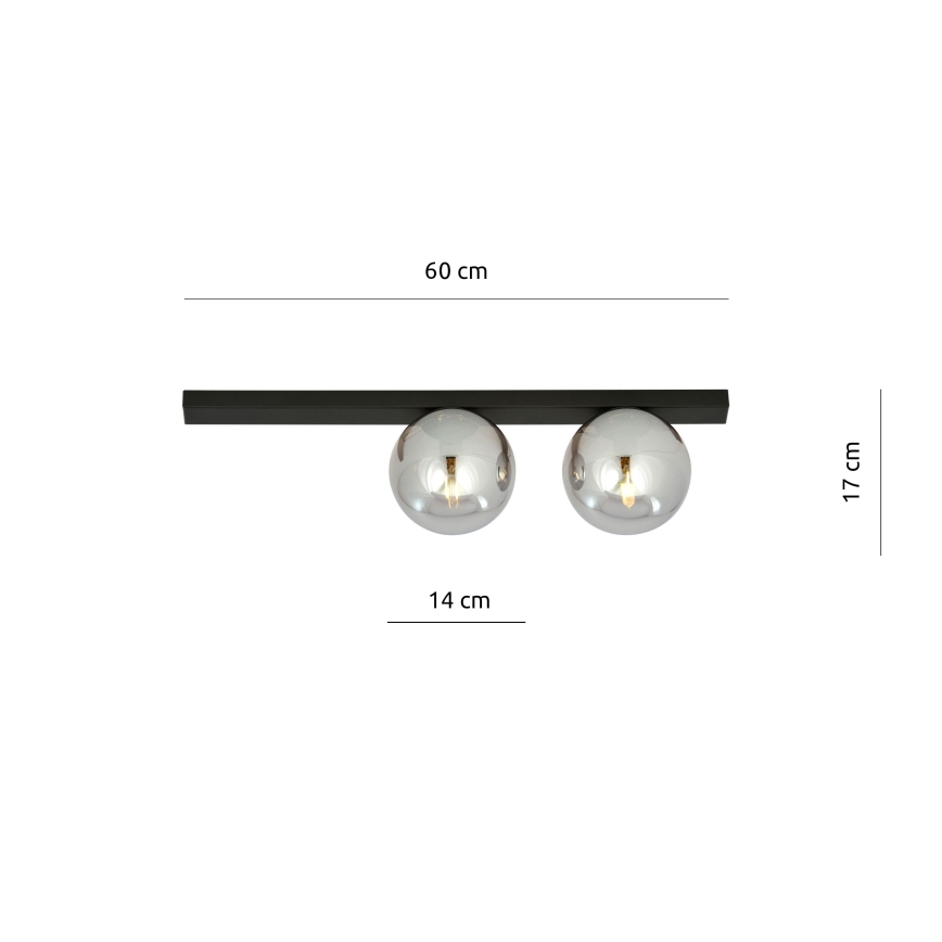 Griestu lampa FIT 2xE14/10W/230V melna/pelēka