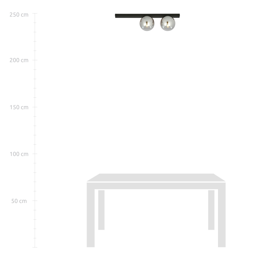 Griestu lampa FIT 2xE14/10W/230V melna/pelēka