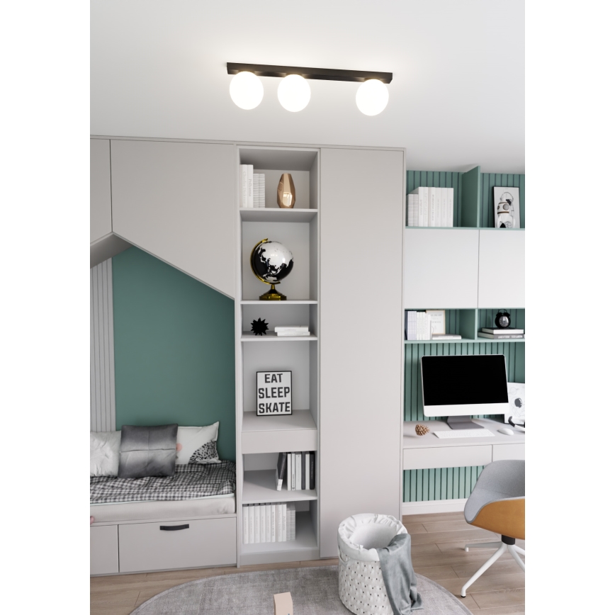 Griestu lampa FIT 3xE14/10W/230V melna/balta