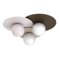 Griestu lampa FLAT 3xE27/15W/230V 55x60 cm bēša/krēmkrāsa/burgundija