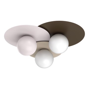 Griestu lampa FLAT 3xE27/15W/230V 55x60 cm bēša/krēmkrāsa/burgundija