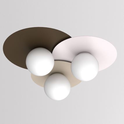 Griestu lampa FLAT 3xE27/15W/230V 55x60 cm bēša/krēmkrāsa/burgundija
