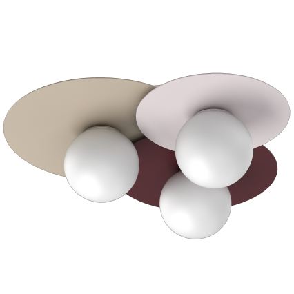 Griestu lampa FLAT 3xE27/15W/230V 55x60 cm bēša/krēmkrāsas/burgundija