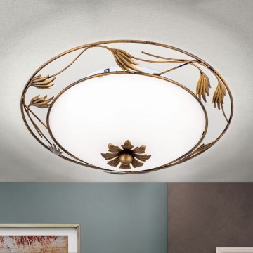 Griestu lampa FLEUR 2xE27/60W/230V d. 40 cm bronza