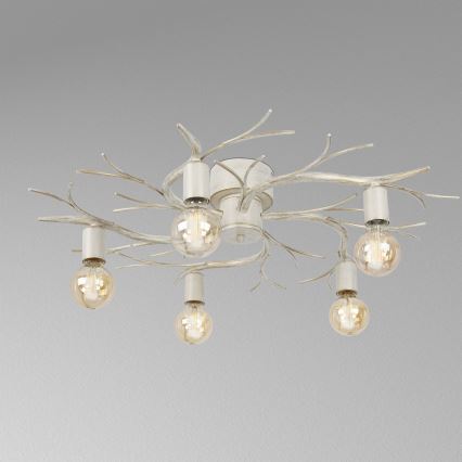 Griestu lampa GARNISH 5xE27/15W/230V balta/patina