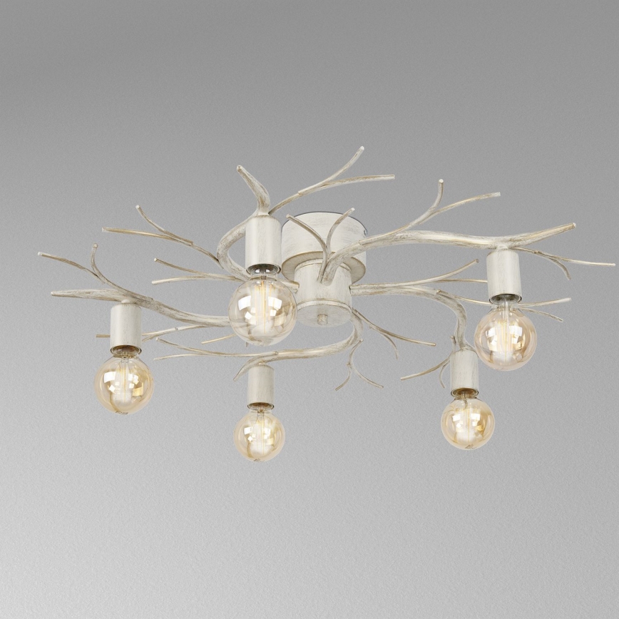 Griestu lampa GARNISH 5xE27/15W/230V balta/patina