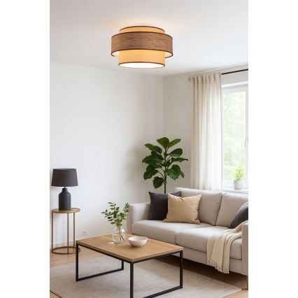 Griestu lampa GRACE 1xE27/60W/230V bēša/brūna