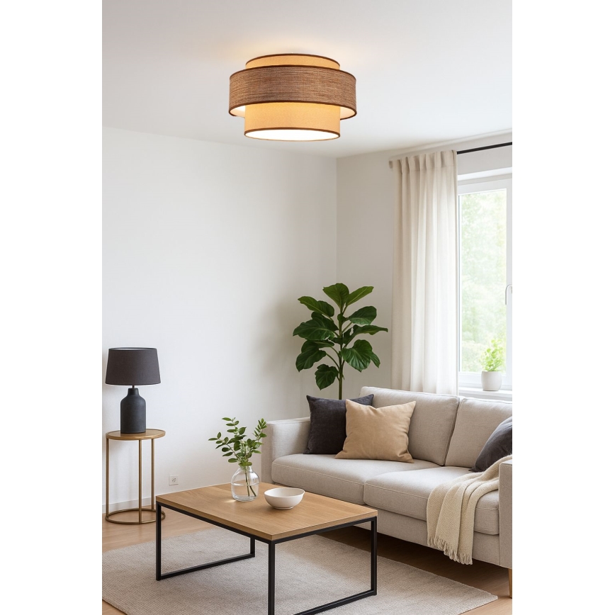 Griestu lampa GRACE 1xE27/60W/230V bēša/brūna