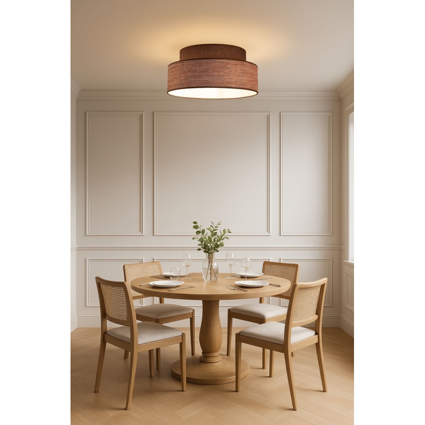 Griestu lampa GRACE 1xE27/60W/230V brūna/bēša