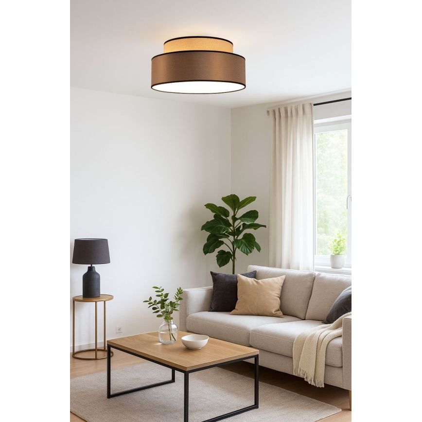 Griestu lampa GRACE 1xE27/60W/230V d. 40 cm bēša/brūna