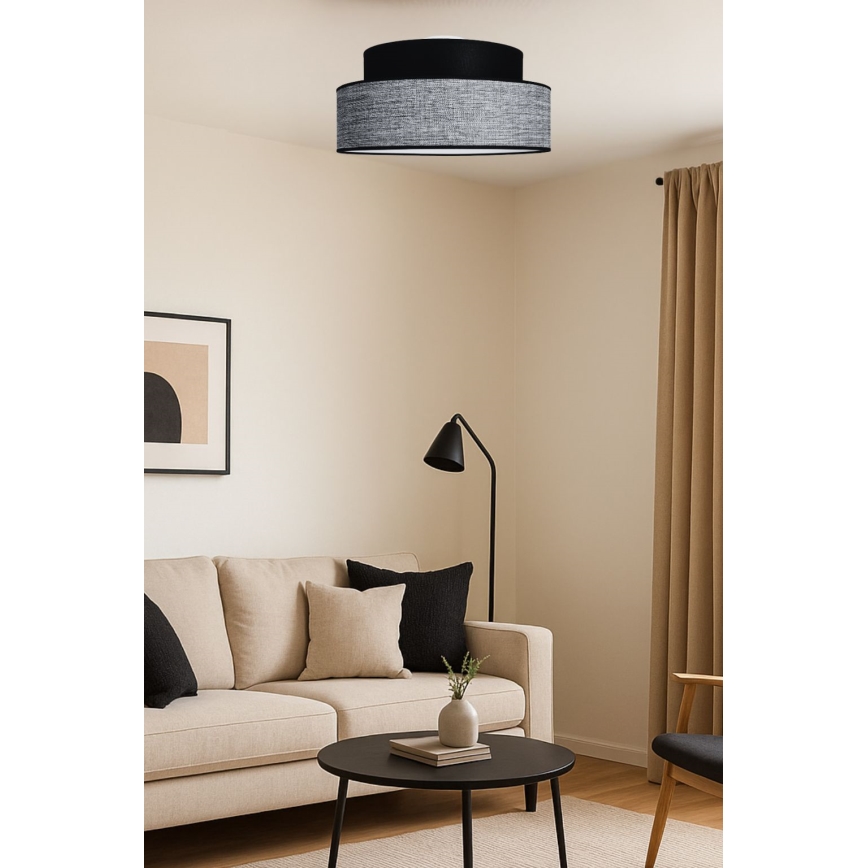 Griestu lampa GRACE 1xE27/60W/230V melna/pelēka