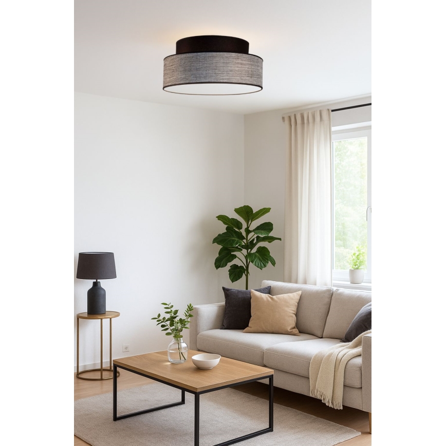 Griestu lampa GRACE 1xE27/60W/230V melna/pelēka