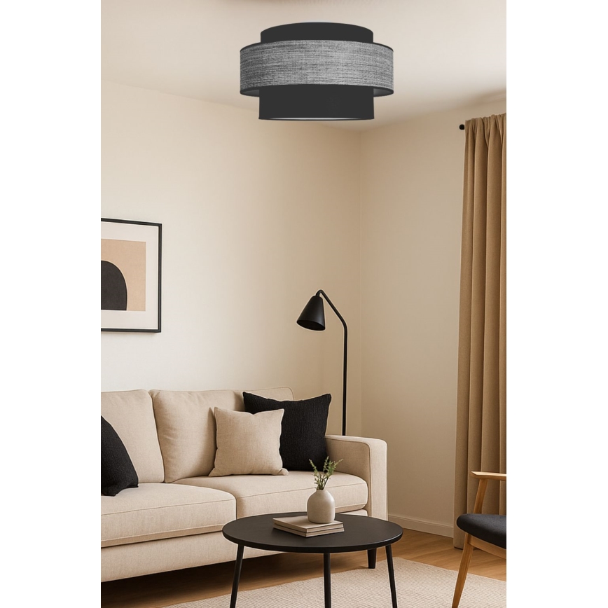 Griestu lampa GRACE 1xE27/60W/230V melna/pelēka
