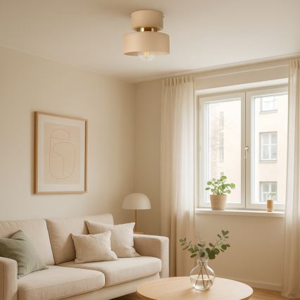 Griestu lampa IGNIA 1xE27/60W/230V, bēša/zelta