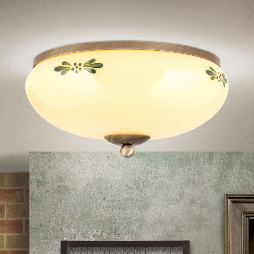 Griestu lampa LANDHAUS 2xE27/60W/230V d. 28 cm bronza/bēša