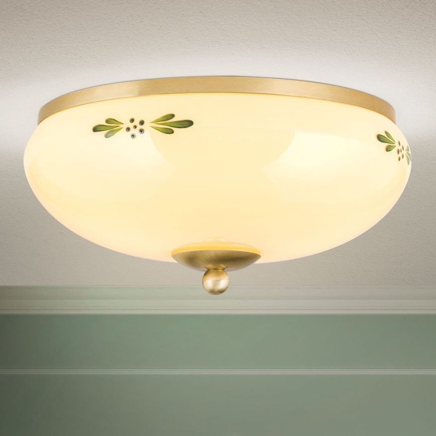 Griestu lampa LANDHAUS 2xE27/60W/230V d. 28 cm misiņš/bēša