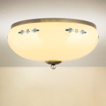griestu lampa LANDHAUS 3xE27/60W/230V Ø 35 cm bronza/bēša/zila