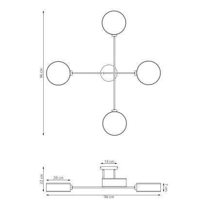 Griestu lampa MAGA 4xE14/10W/230V bēša