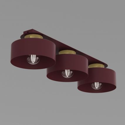 Griestu lampa MARTI 3xE27/15W/230V 68x20,5 cm burgundijas/zelta