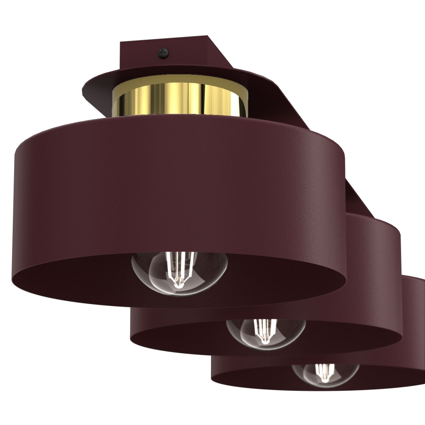 Griestu lampa MARTI 3xE27/15W/230V 68x20,5 cm burgundijas/zelta