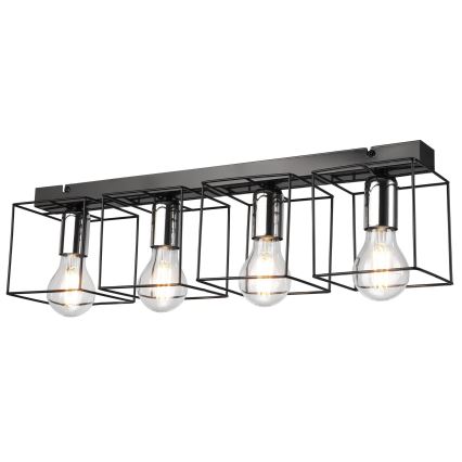 Griestu lampa MIKA 4xE27/60W/230V 61 cm melna/spīdīgi hromēts