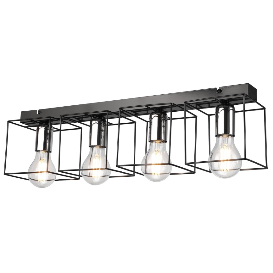 Griestu lampa MIKA 4xE27/60W/230V 61 cm melna/spīdīgi hromēts