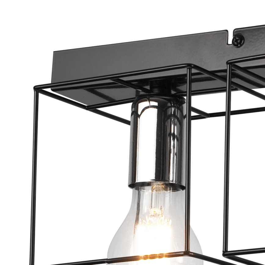 Griestu lampa MIKA 4xE27/60W/230V 61 cm melna/spīdīgi hromēts