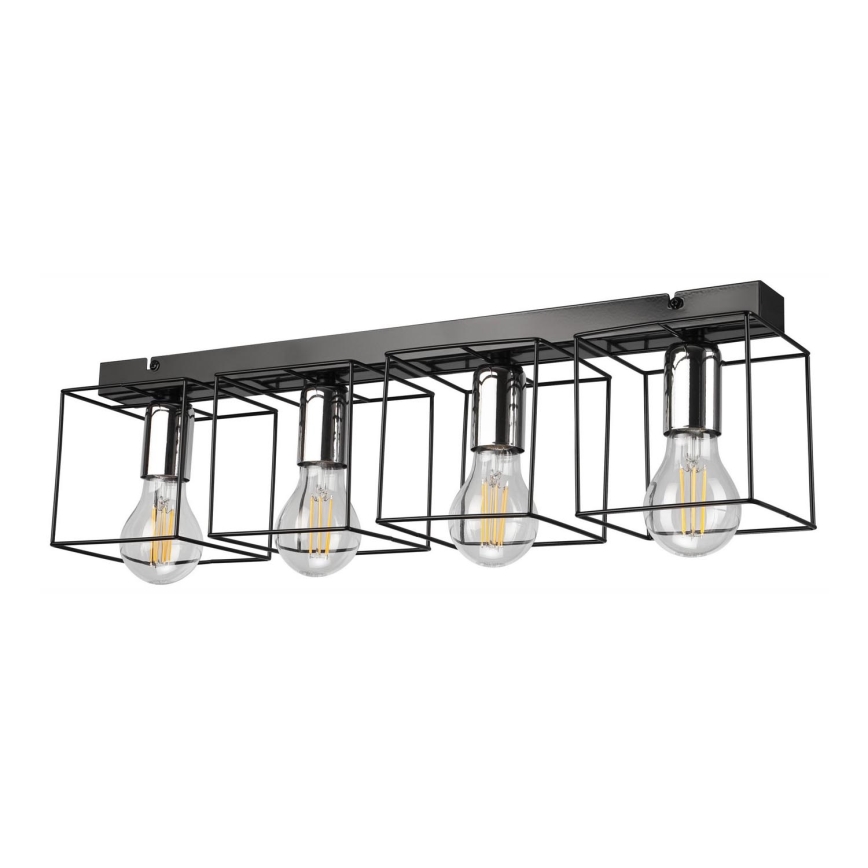 Griestu lampa MIKA 4xE27/60W/230V 61 cm melna/spīdīgi hromēts