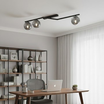 Griestu lampa NATON 3xE14/10W/230V melna/dūmaina