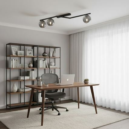 Griestu lampa NATON 3xE14/10W/230V melna/dūmaina