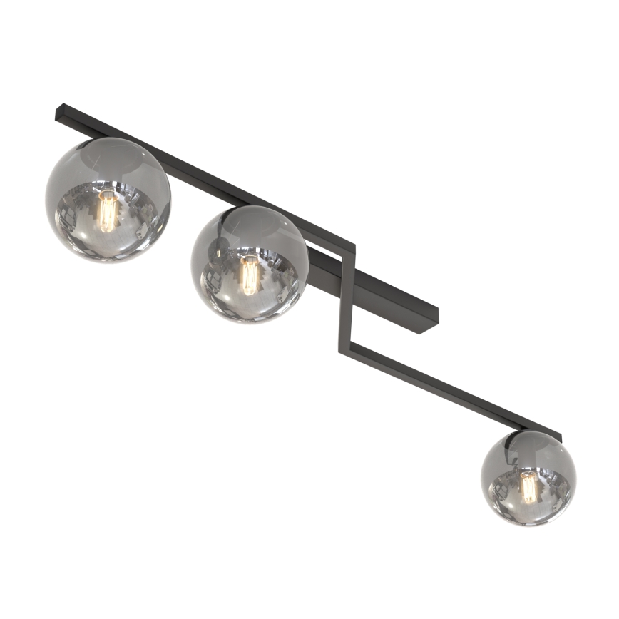 Griestu lampa NATON 3xE14/10W/230V melna/dūmaina