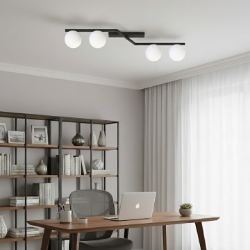 Griestu lampa NATON 4xE14/10W/230V melna/balta