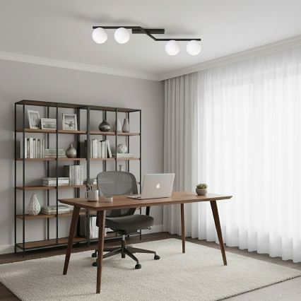 Griestu lampa NATON 4xE14/10W/230V melna/balta