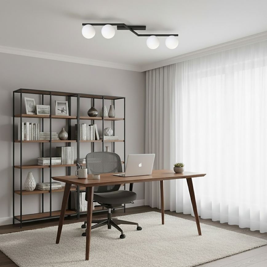 Griestu lampa NATON 4xE14/10W/230V melna/balta