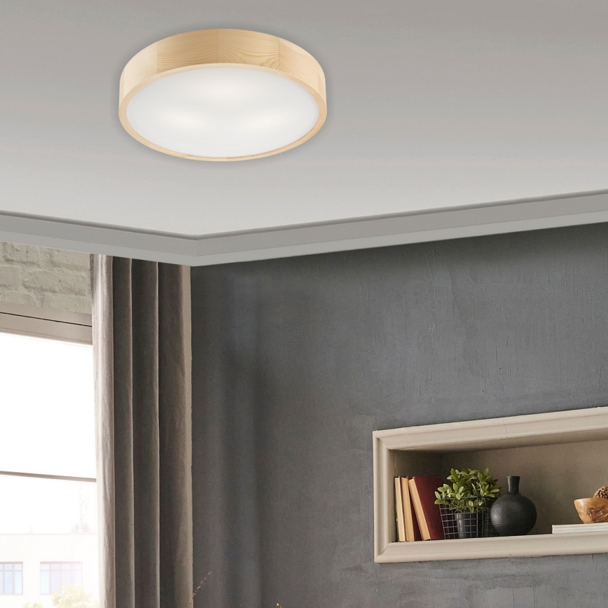 Griestu lampa NATURAL 3xE27/60W/230V ø 47 cm priede
