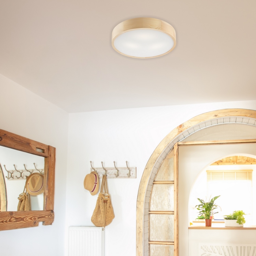 Griestu lampa NATURAL 3xE27/60W/230V ø 47 cm priede