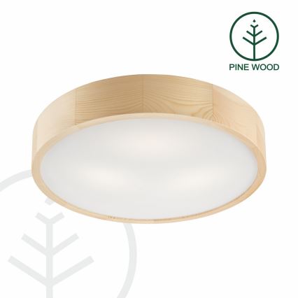 Griestu lampa NATURAL 3xE27/60W/230V ø 47 cm priede