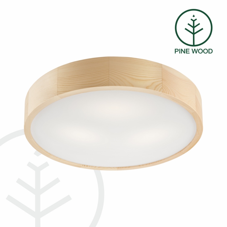 Griestu lampa NATURAL 3xE27/60W/230V ø 47 cm priede