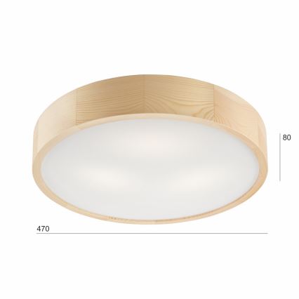 Griestu lampa NATURAL 3xE27/60W/230V ø 47 cm priede