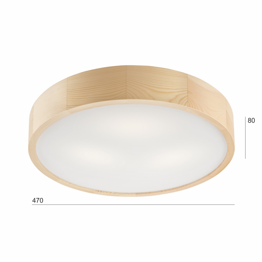 Griestu lampa NATURAL 3xE27/60W/230V ø 47 cm priede