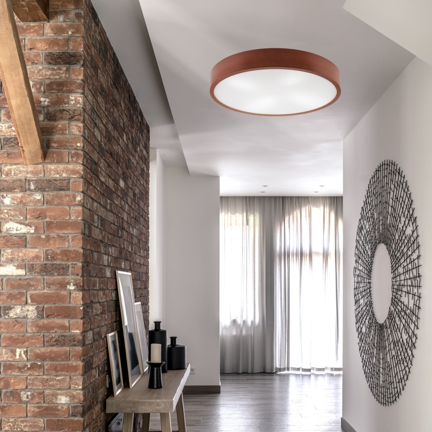 Griestu lampa NATURAL 4xE27/60W/230V ø 57,5 cm priede/brūna