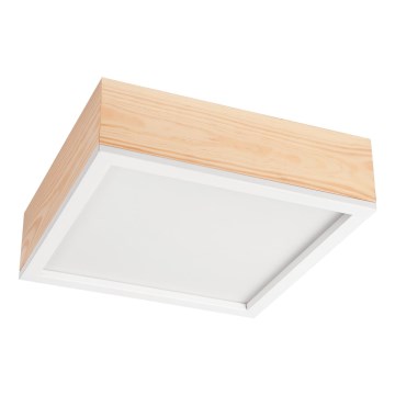 Griestu lampa NATURAL SQUARE 2xE27/15W/230V 31x31 cm priede/balta