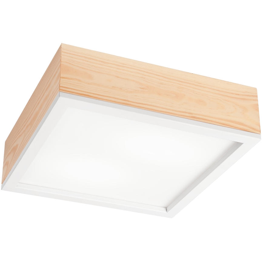 Griestu lampa NATURAL SQUARE 2xE27/15W/230V 31x31 cm priede/balta