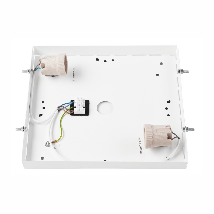 Griestu lampa NATURAL SQUARE 2xE27/15W/230V 31x31 cm priede/balta