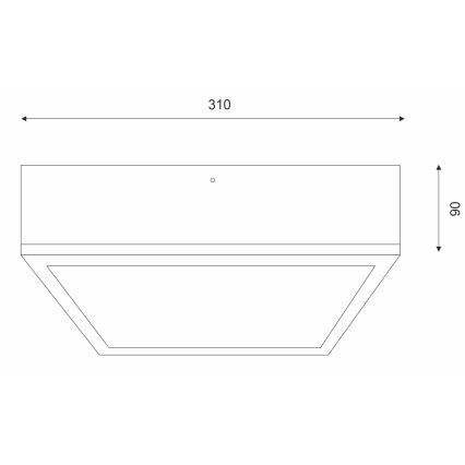 Griestu lampa NATURAL SQUARE 2xE27/15W/230V 31x31 cm priede/balta