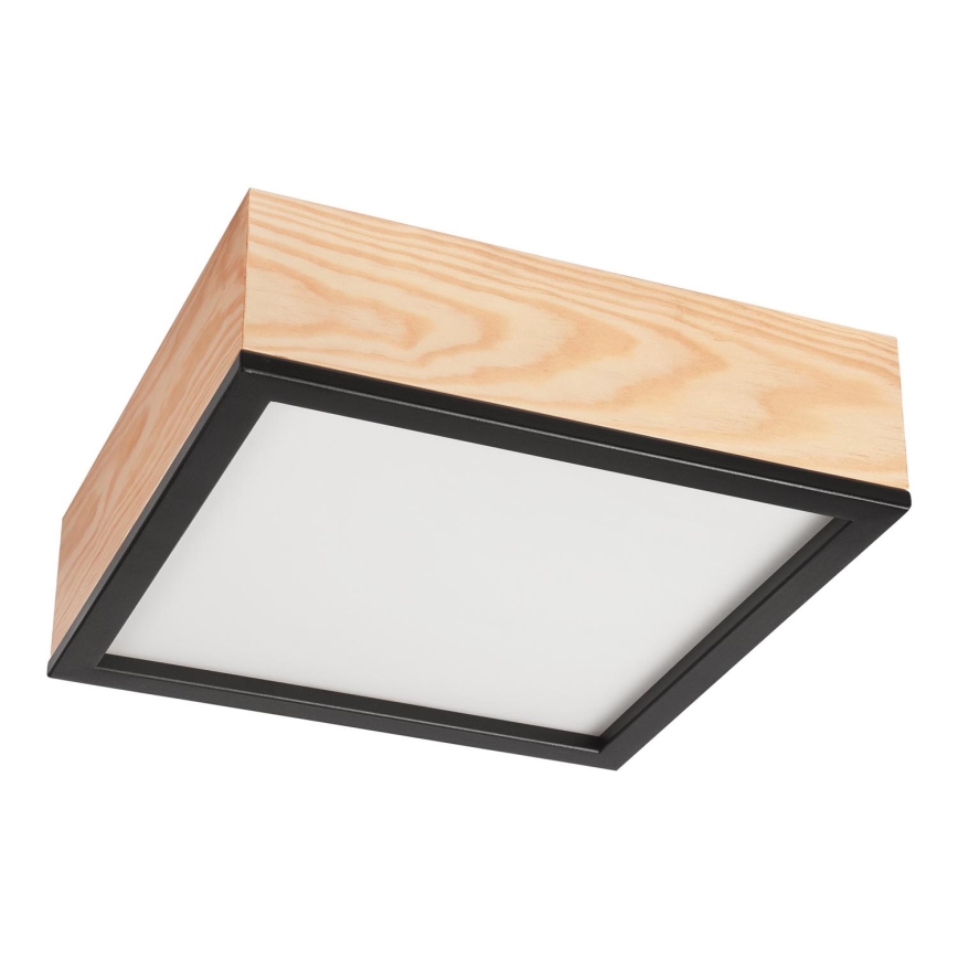 Griestu lampa NATURAL SQUARE 2xE27/15W/230V 31x31 cm priede/melna